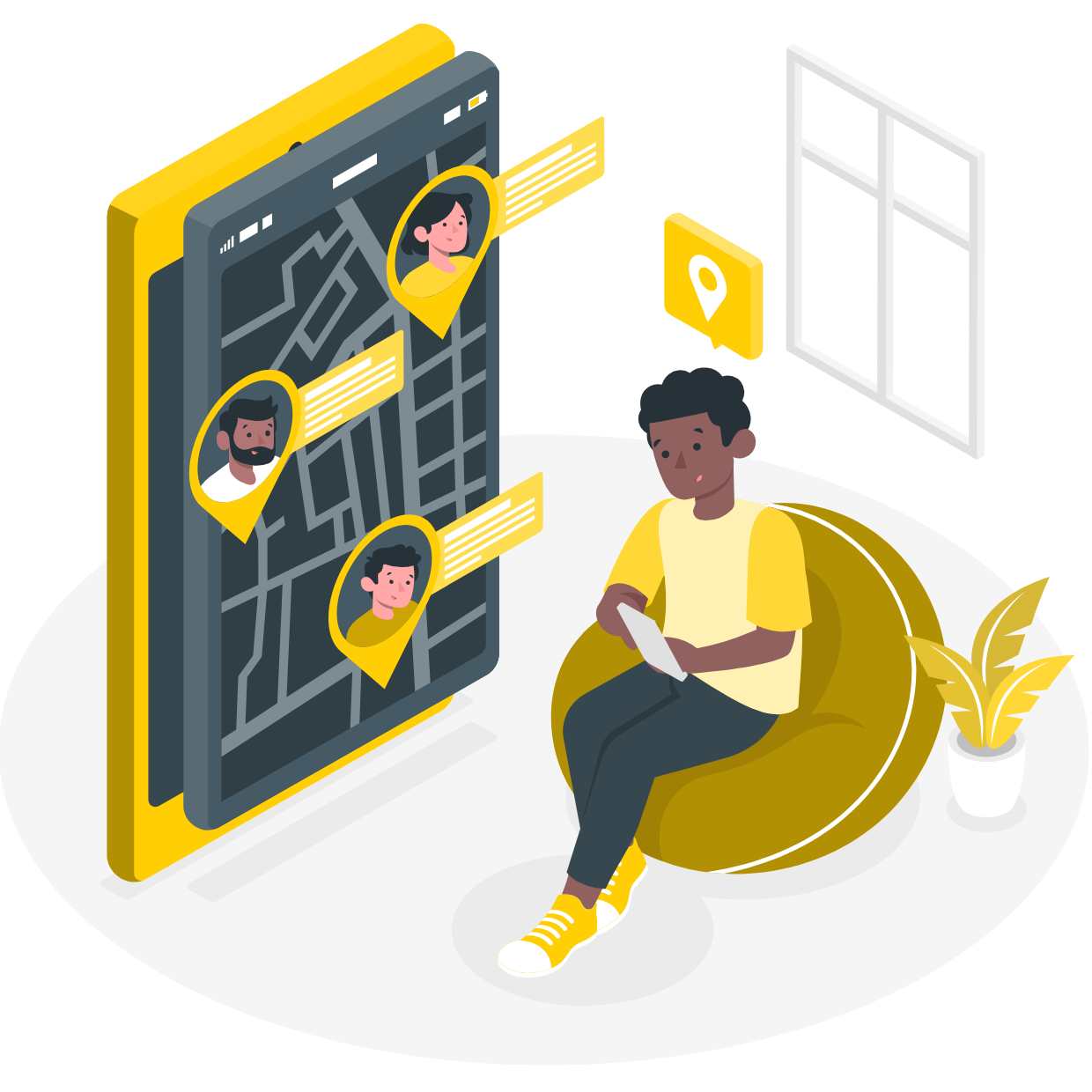 edited image of a cursor clicking on a brown shopping bag