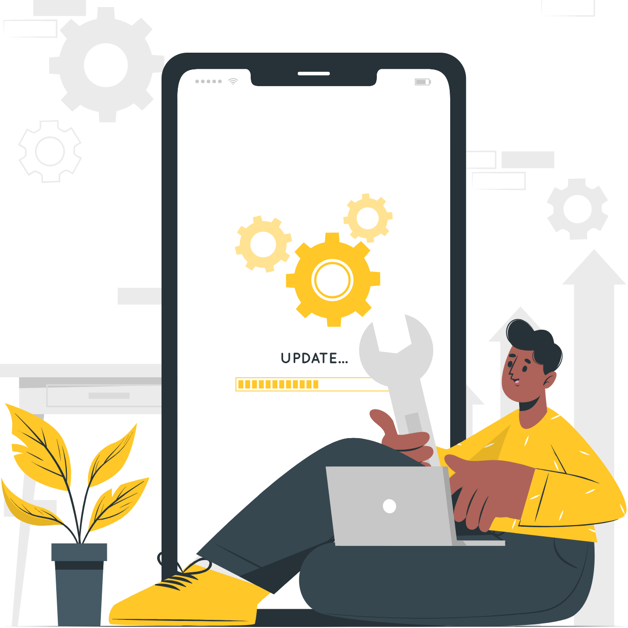 edited image of a cursor clicking on a brown shopping bag